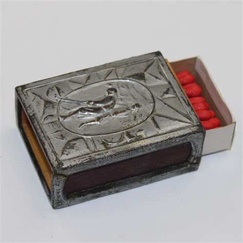 old rectangular metal match box|metal match boxes.